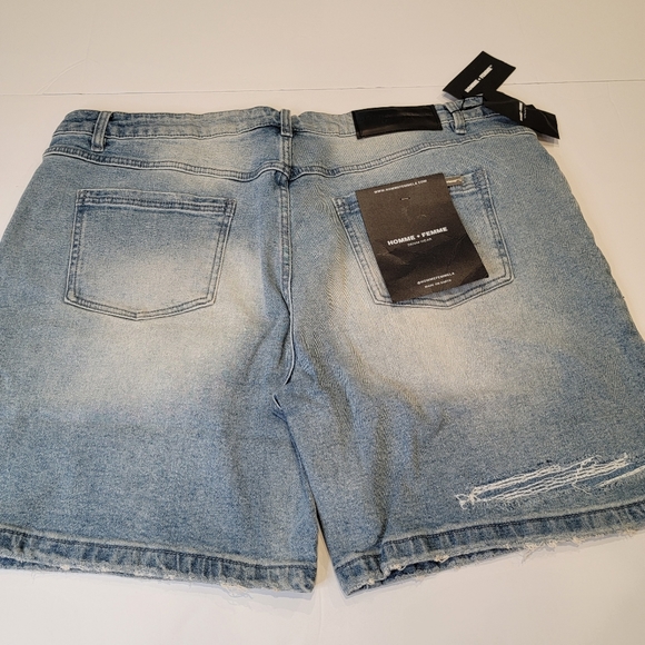 Homme + Femme Men'S Denim Logo Painted Distressed Shorts Size 42 NEW! - Picture 14 of 14